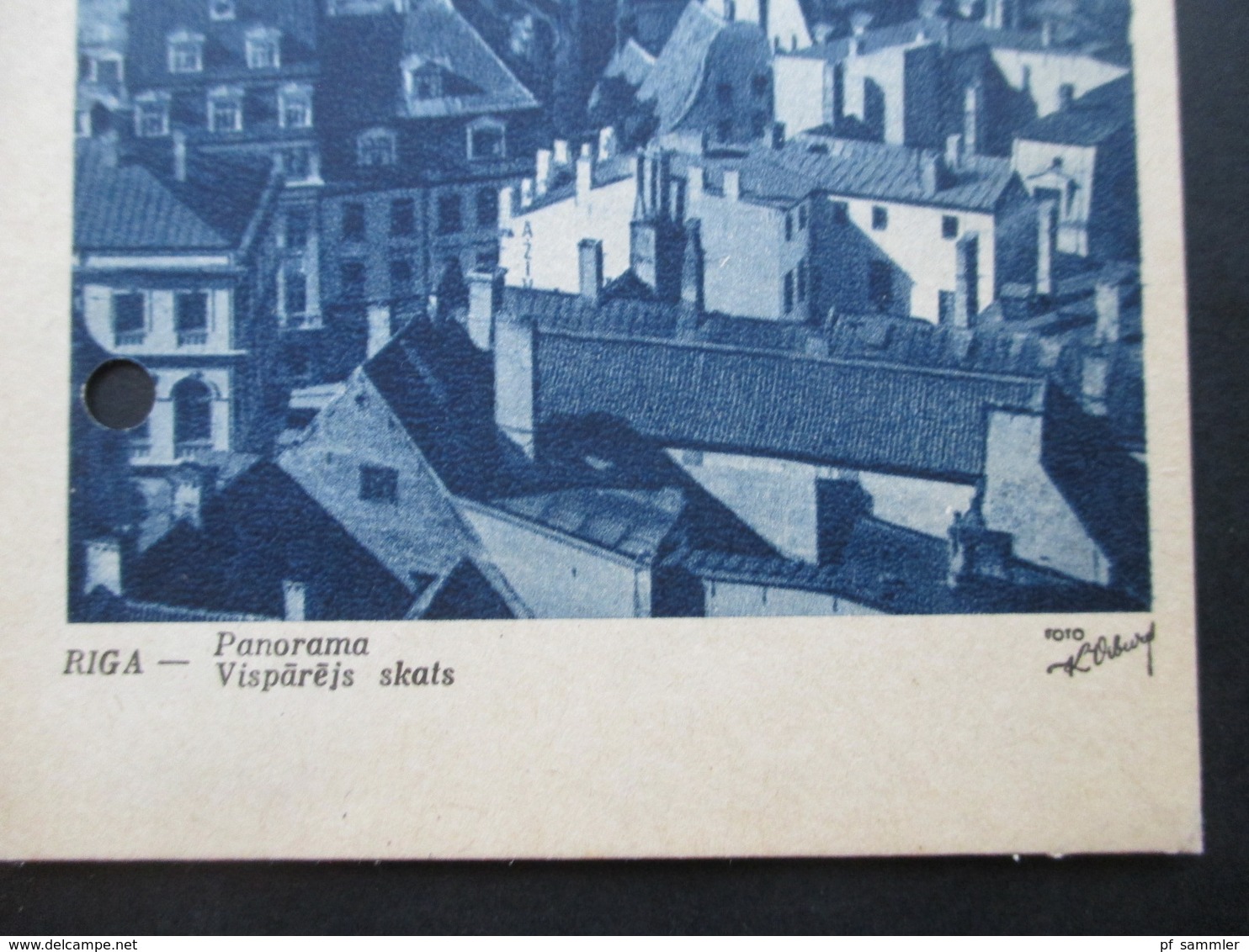 AK Riga Panorama 1943 Besetzung 2. WK Riga Deutsche Dienstpost Ostland  Abs. Aus Der Adolf Hitlerstraße - Besetzungen 1938-45