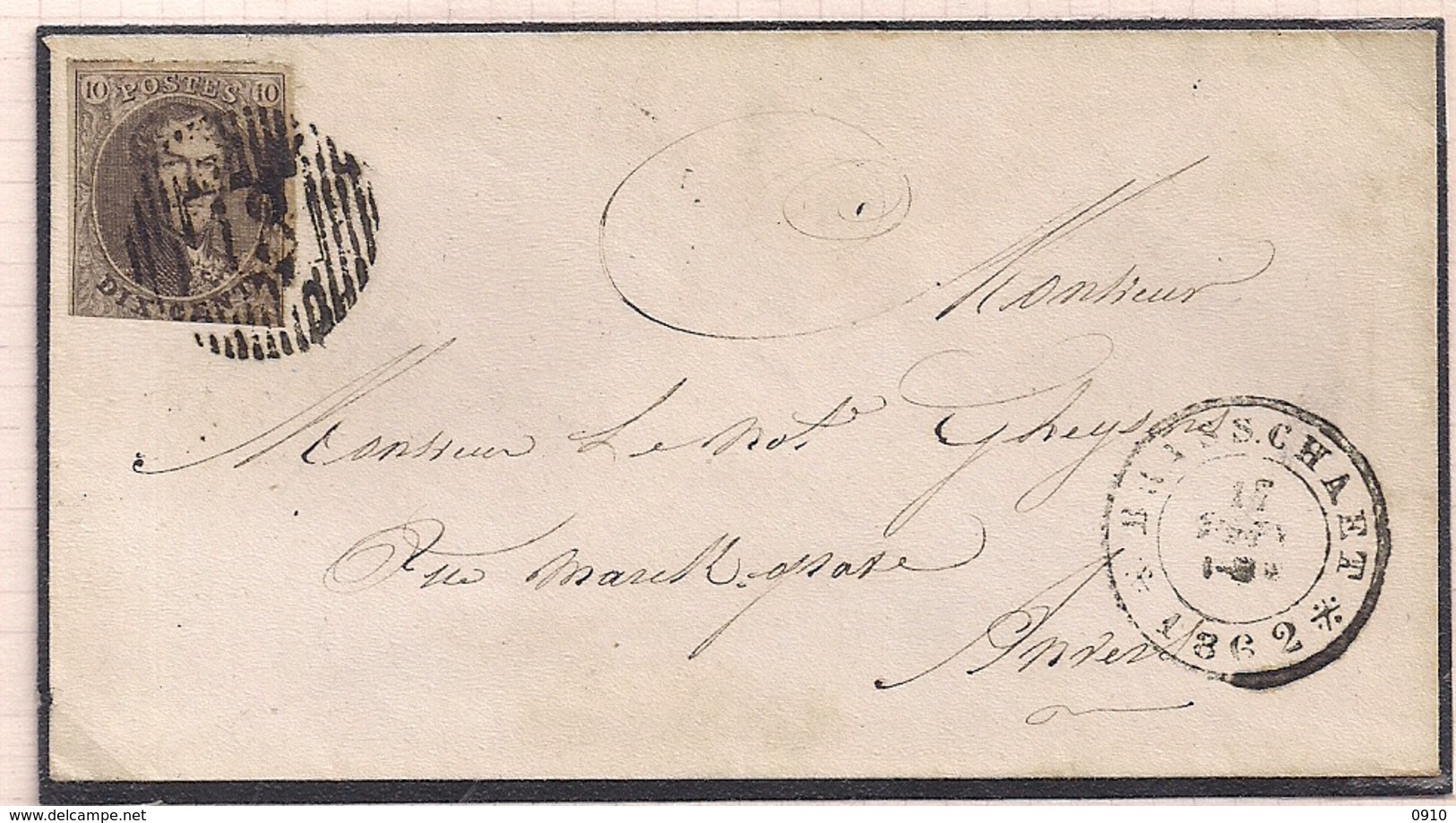 BRIEF N°10 D18 BRASSCHAAT-17.9.1862-BESTEMMING ANVERS - 1858-1862 Medallones (9/12)