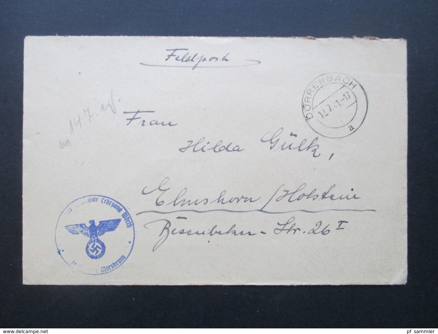 3. Reich Feldpost 2. WK 1941 FP Stempel Der Heeresverwaltungsschule Lehrgang Wörth Aus Bad Morsbronn Elsass - Briefe U. Dokumente