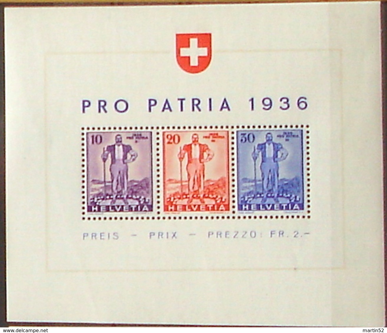 Schweiz Suisse 1936: Wehranleihe Pro Patria Senn Zu WIII 8 (oder Z23 / Z24) Mi Block 2 Yv BF 2 * Falz MH (Zu CHF 80.00) - Zusammendrucke