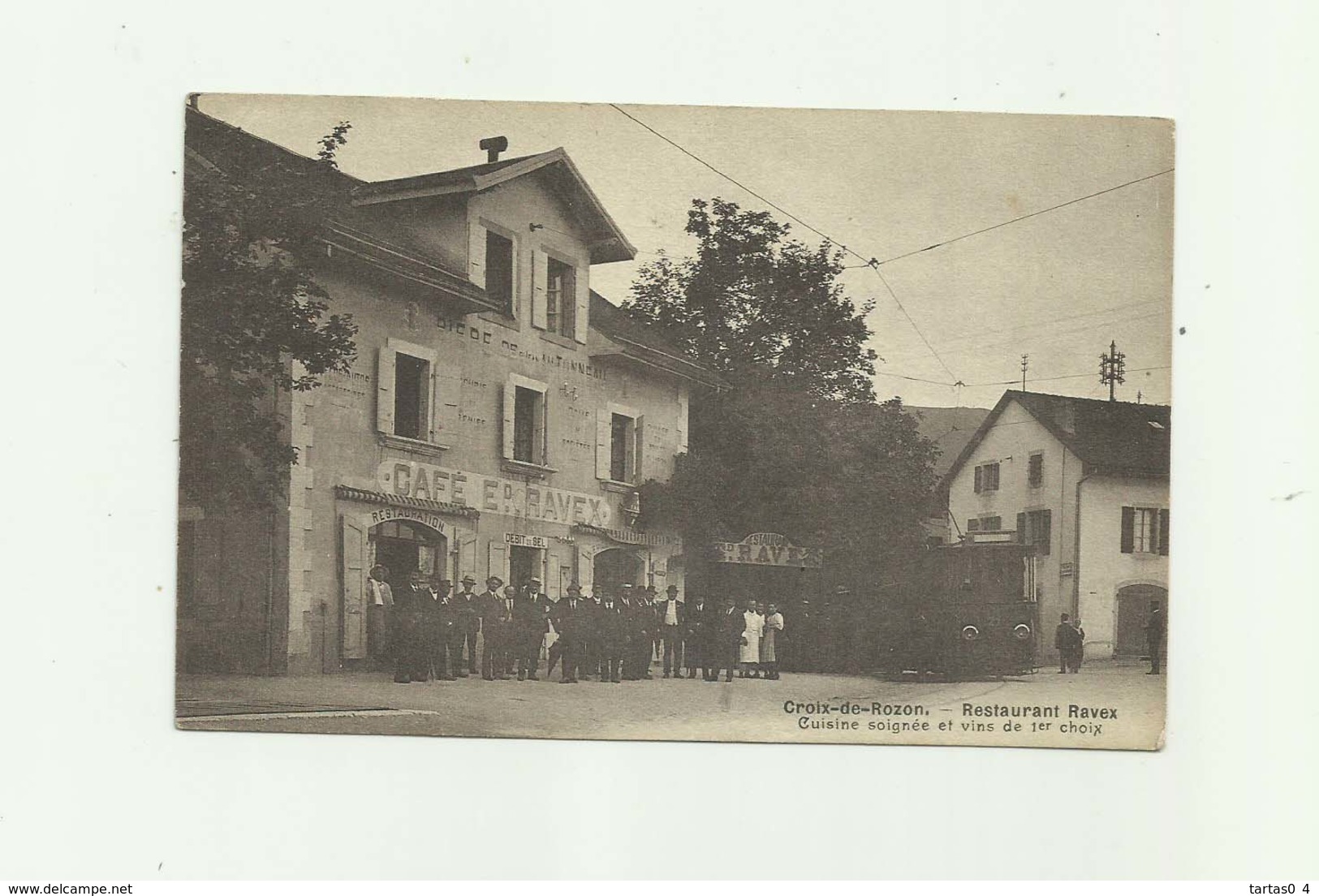 SUISSE- CROIX DE ROZON - Rare Café Restaurant RAVEX Animé Tram Petit Pli Haut Gauche Invisible Scan  Sinon Tb - Autres & Non Classés