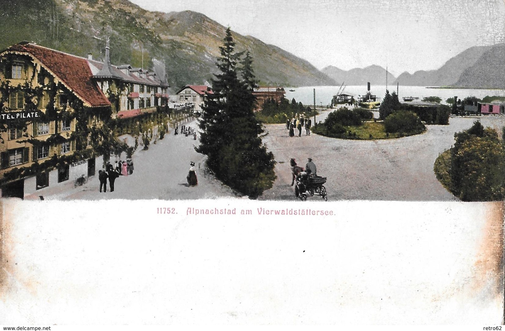 ALPNACHSTAD → Schiffanlegestelle Mit Hotel Pilatus Und Touristen, Lichtdruck Ca.1910 - Alpnach