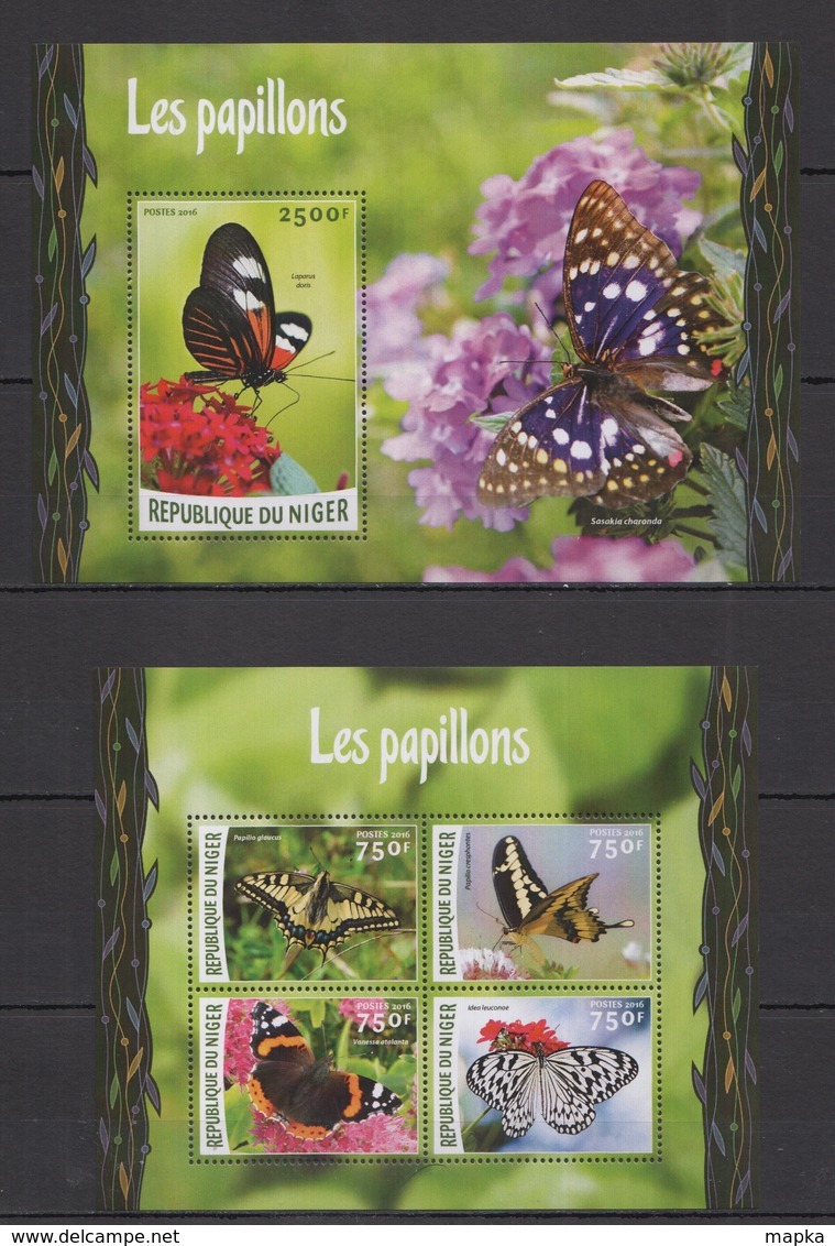 ST1965 2016 NIGER FLORA & FAUNA BUTTERFLIES LES PAPILLONS KB+BL MNH - Butterflies