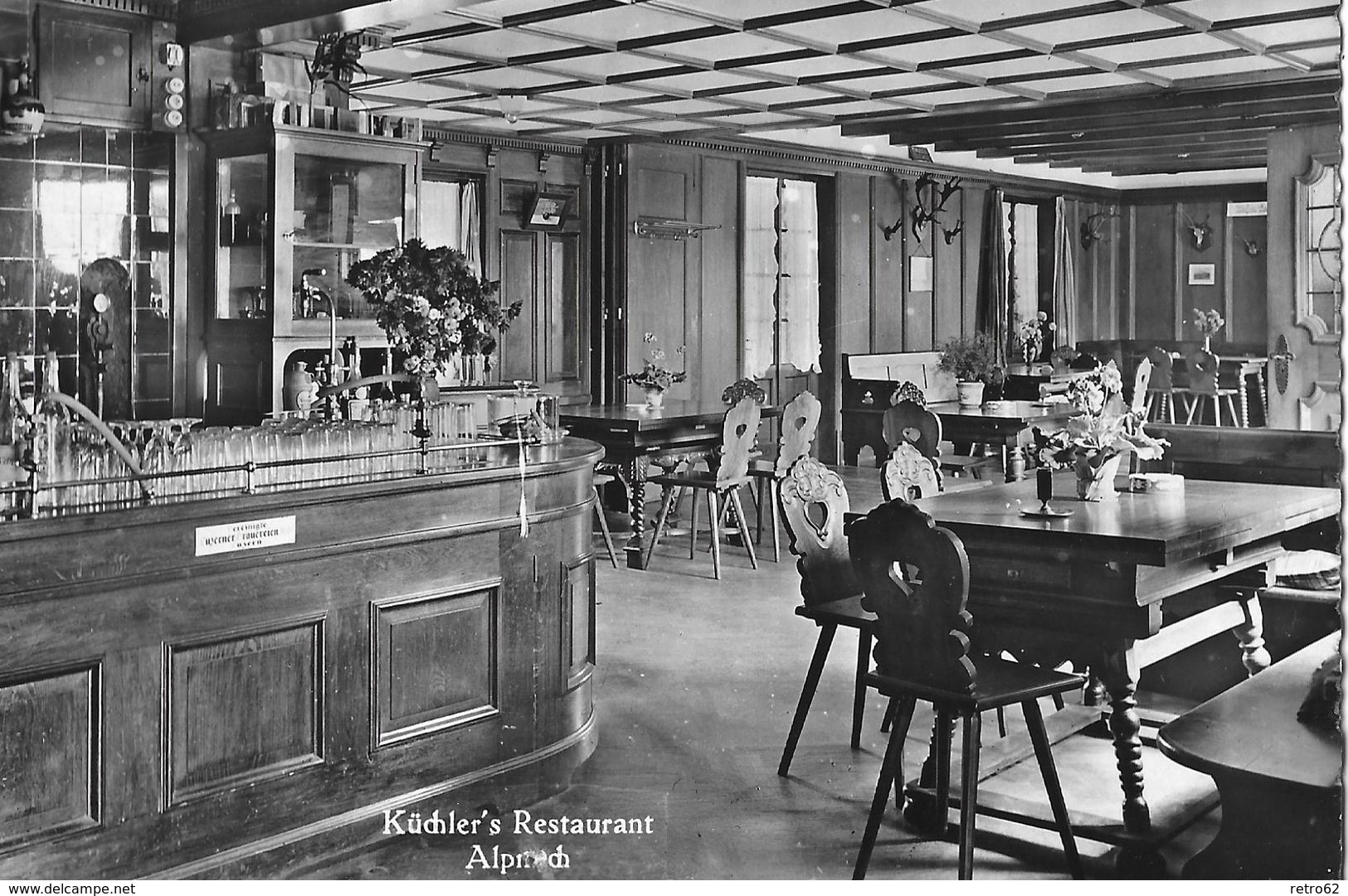 ALPNACH → Küchler's Restaurant, Foto Vom Innern Der Gaststube Ca.1950 - Alpnach