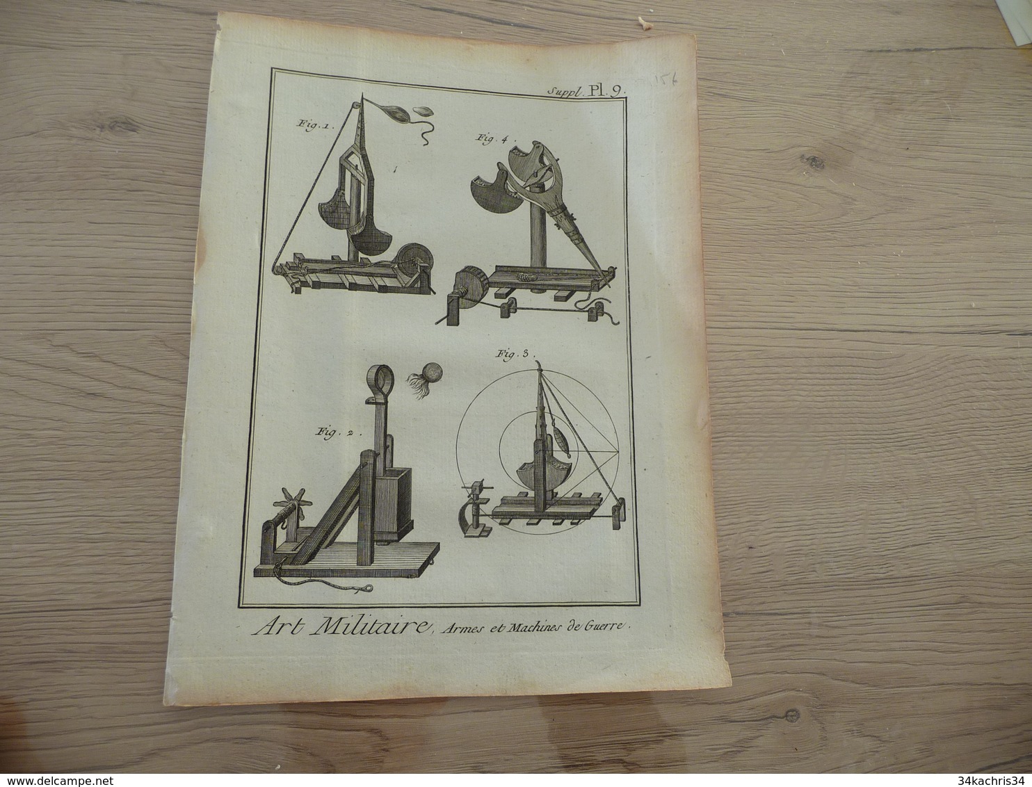 Rare Gravure Estampe Originale Diderot D'Alembert 1778  19.5 X 25.7 Arts Militaire Catapultes Armes Machines - Dokumente