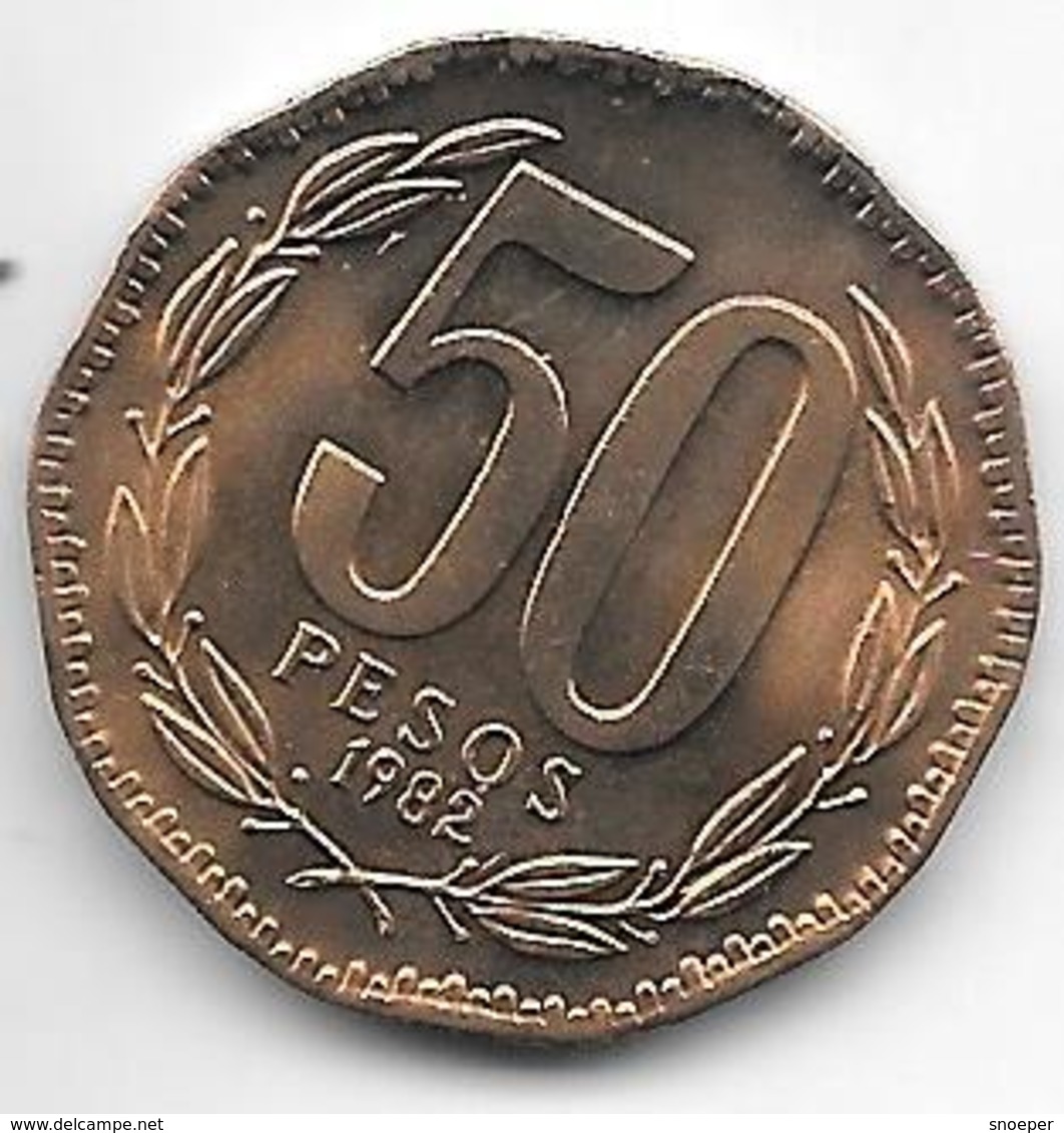 *chile  50 Pesos   1982  Km 219.1 Bu - Chili