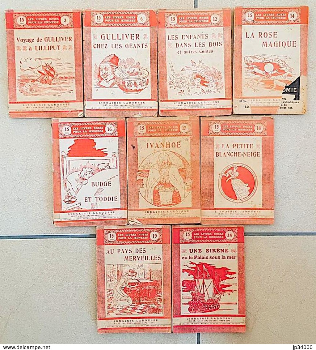 LOT DE 9 LIVRES ROSES POUR LA JEUNESSE - 1909-1920 - Tous Différents. NOMBREUSES ILLUSTRATIONS. - Bibliotheque Rose