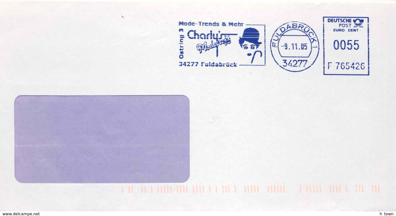 929  Charlie Chaplin: Ema D'Allemagne, 2005 - Film, Cinema Meter Stamp From Fuldabrück, Germany - Film