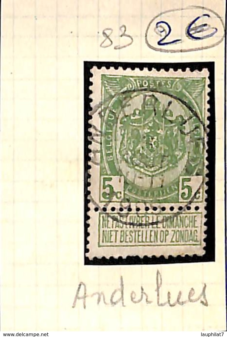 [831955]B/TB//O/Used-Belgique 1907 - N° 83, ANDERLUES, Armoiries - 1893-1907 Wapenschild