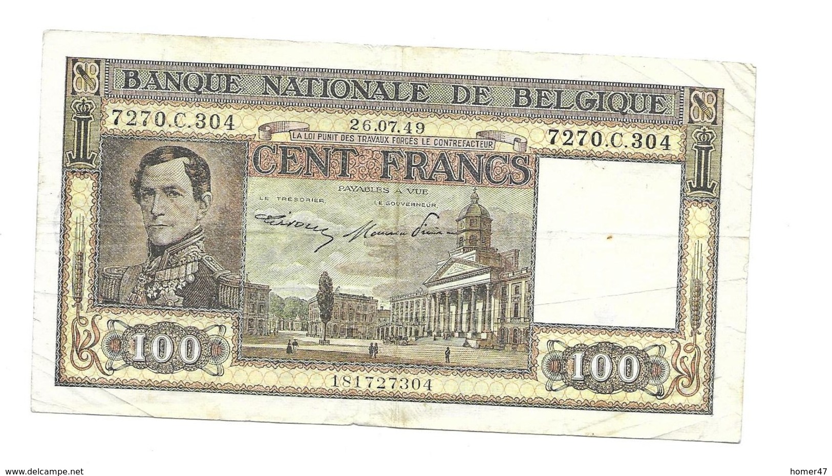 100 Fr - 26.07.49 - 100 Francs