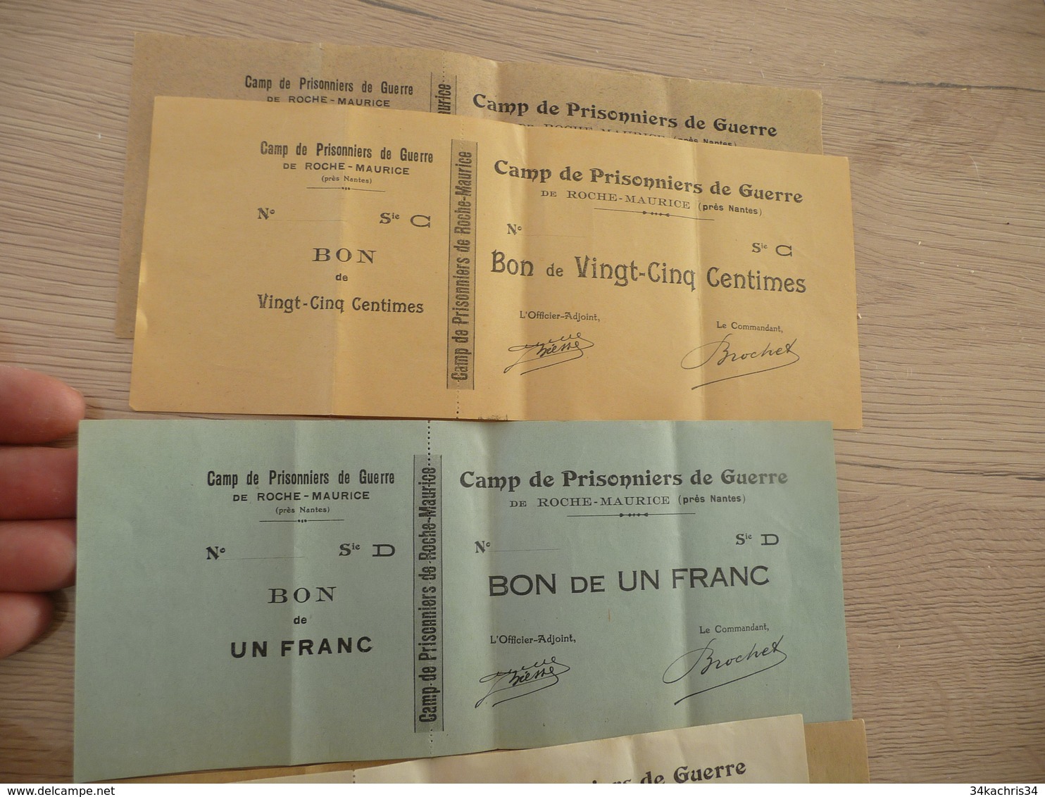 Rare Guerre 39/45 Camp De Prisonniers De Guerrede Roche Maurice Près Nantes X5  Billet De Nécessité - Buoni & Necessità