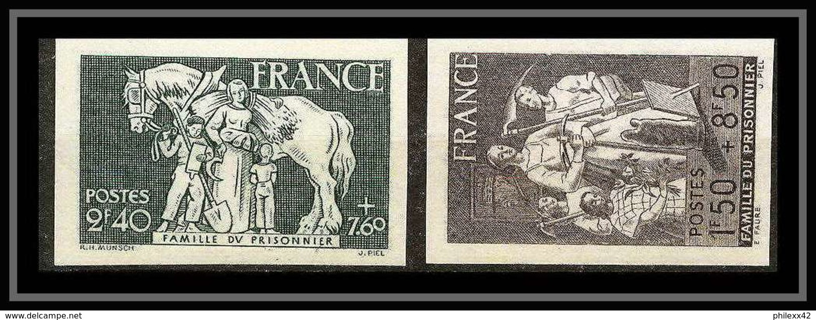 France N°585/586 Famille Du Prisonnier Non Dentelé ** MNH (Imperforate) - Non Classés