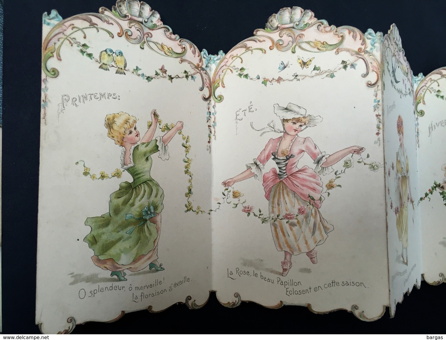 Rare Calendrier Des Quatres Saisons Chromo Pour 1897 - Grossformat : ...-1900