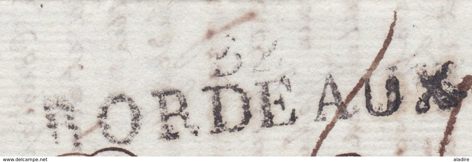 1800 - Marque Postale 32 BORDEAUX Sur Enveloppe Pliée Avec Corresp Privée De 3 Pages Denses Vers Paris - 1701-1800: Precursors XVIII