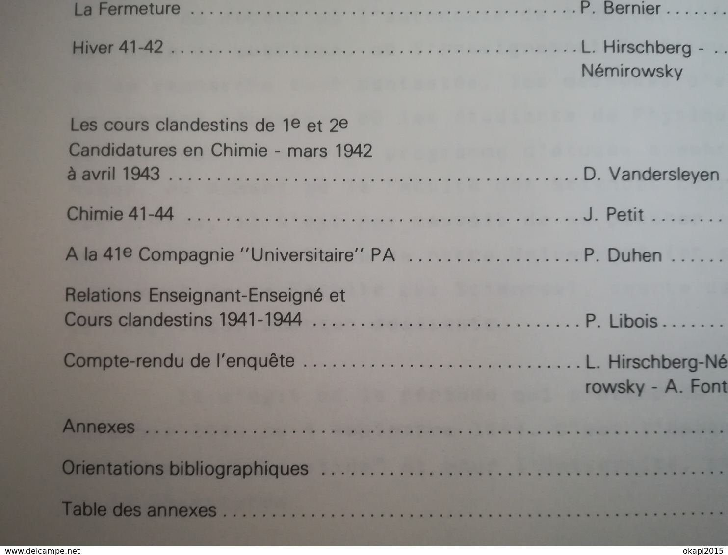 COURS CLANDESTINS UNIVERSITÉ LIBRE DE BRUXELLES U.L.B. GUERRE 1939 - 1945  RÉSISTANCE ÉTUDIANTS PROFESSEURS LIVRE