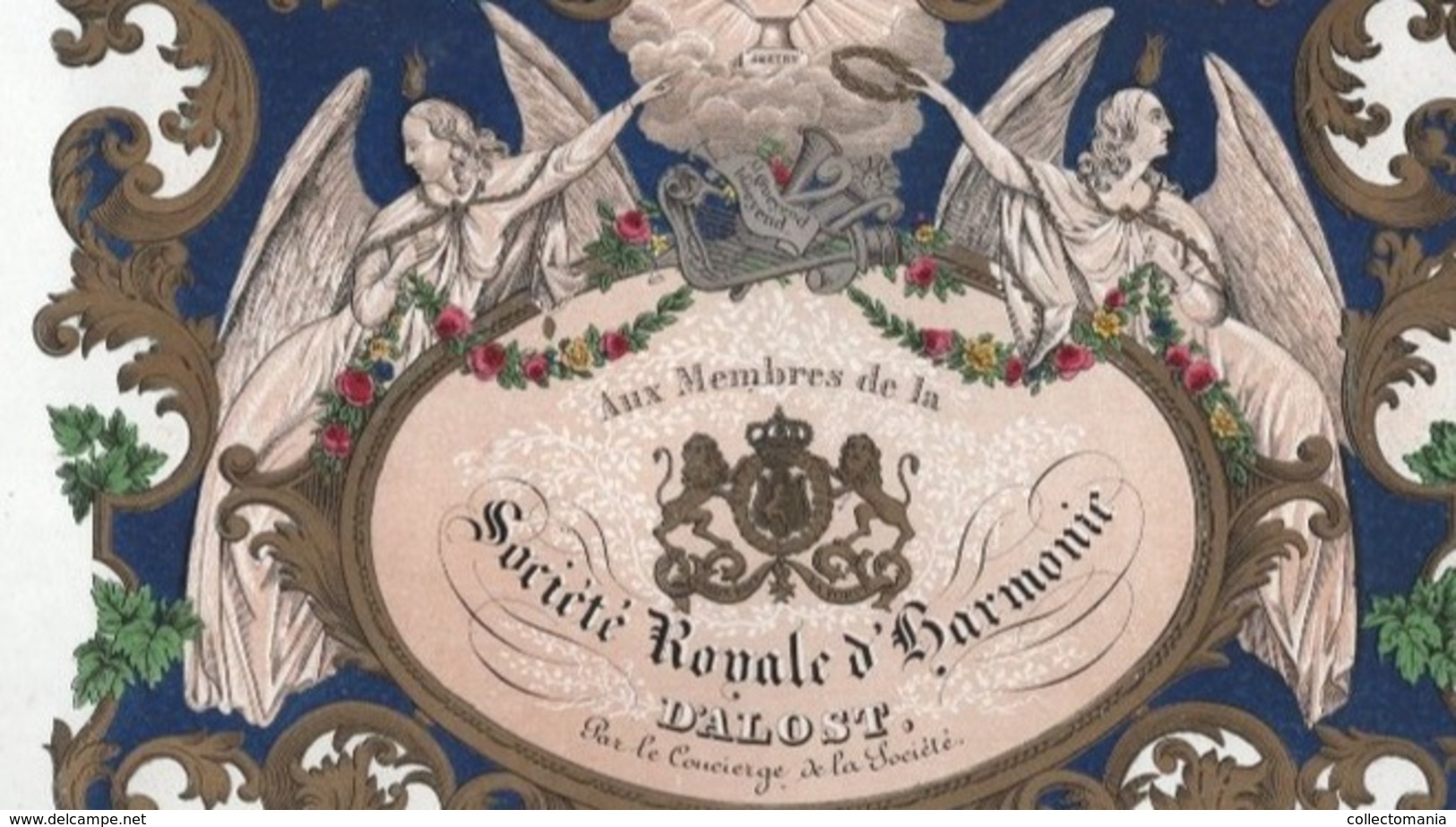 1 Porseleinkaart Aalst - Nouvelle An 1846  21 Cm X 18 Cm   Harmonie Royale D' Alost - "Al Groeiend Blomend"  GETRY - Porzellan