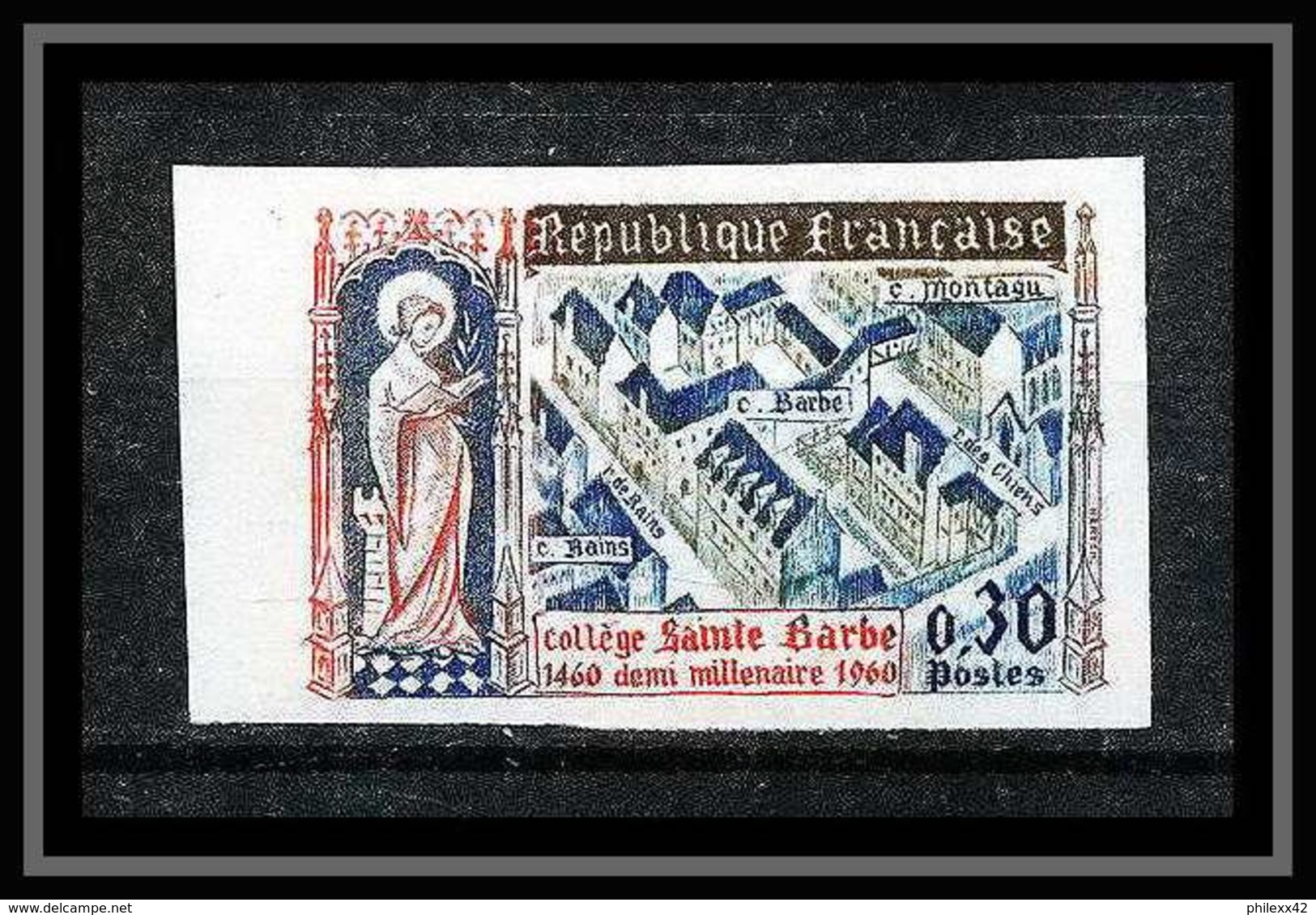 France N°1280 Collège Saint-Barbe Paris Non Dentelé ** MNH (Imperforate) - Sin Clasificación