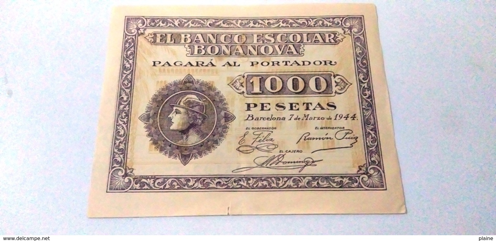 1000 Pesetas ( MIL PESETAS)-EL BANCO ESCOLAR BONANOVA - 1000 Pesetas