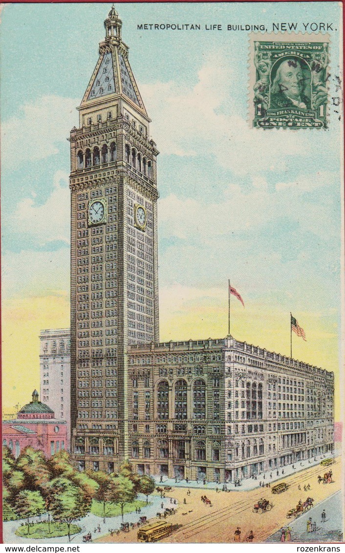 Metropolitan Life Building New York NY United States USA Old Postcard Advertisement Courmettes Optician Lexington Ave. - Manhattan