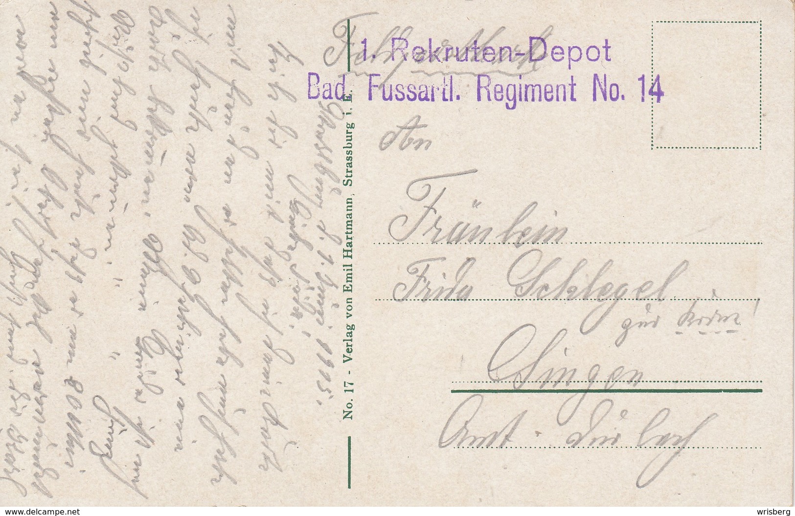 CP Du 1.06.15 Avec Cachet 1. Rekruten-Depot / Bad. Fussartl Regiment No 14 Adressée à Singen - WW I