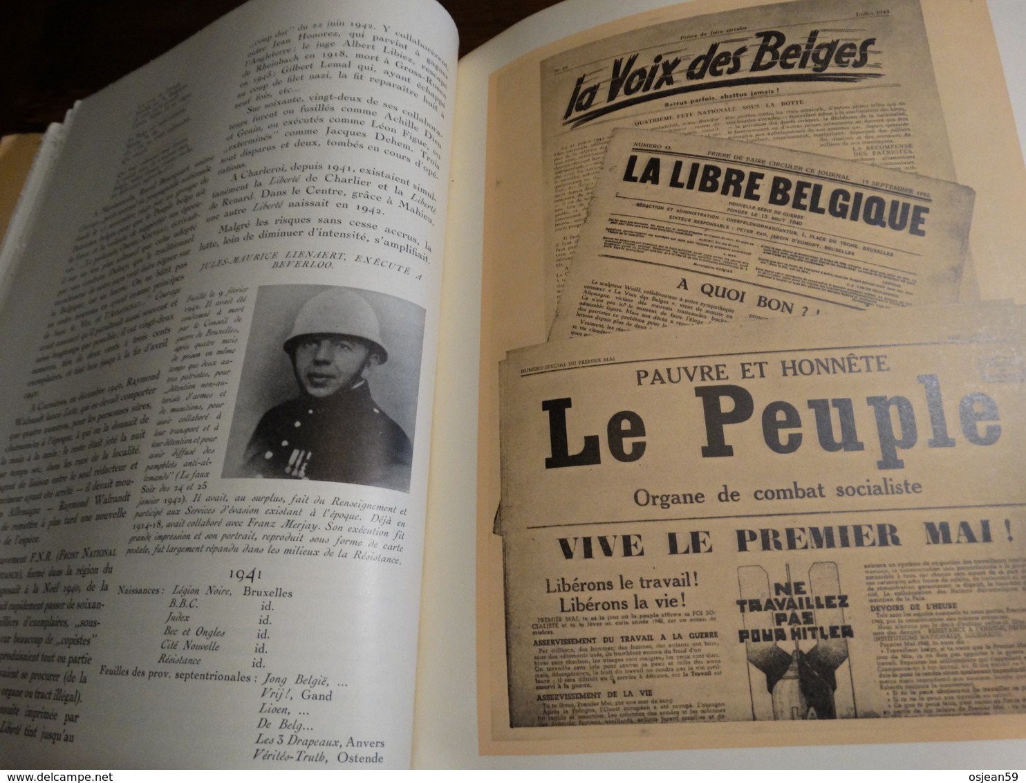 Livre d'or de la résistance belge.430 pages.Nombreuses photos.Bon état général.