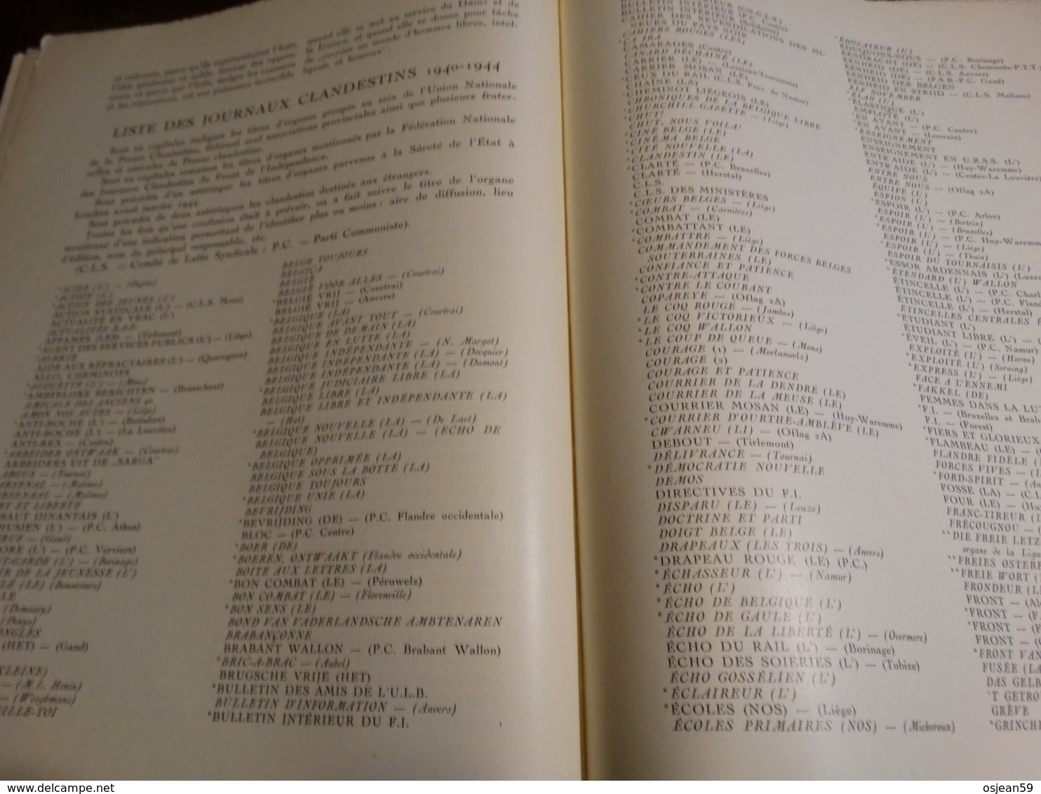 Livre d'or de la résistance belge.430 pages.Nombreuses photos.Bon état général.