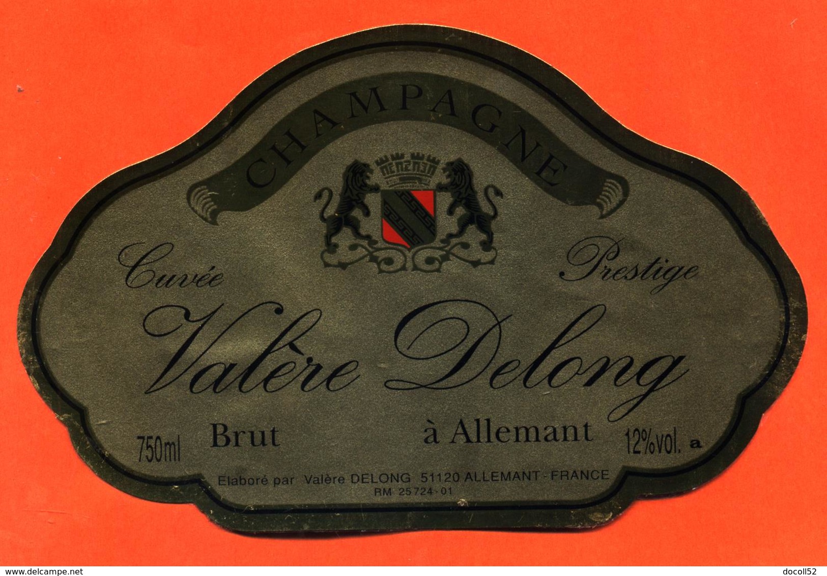 étiquette De Champagne Brut Valère Delong à Mareuil Sur Allemant - 75 Cl - Champan