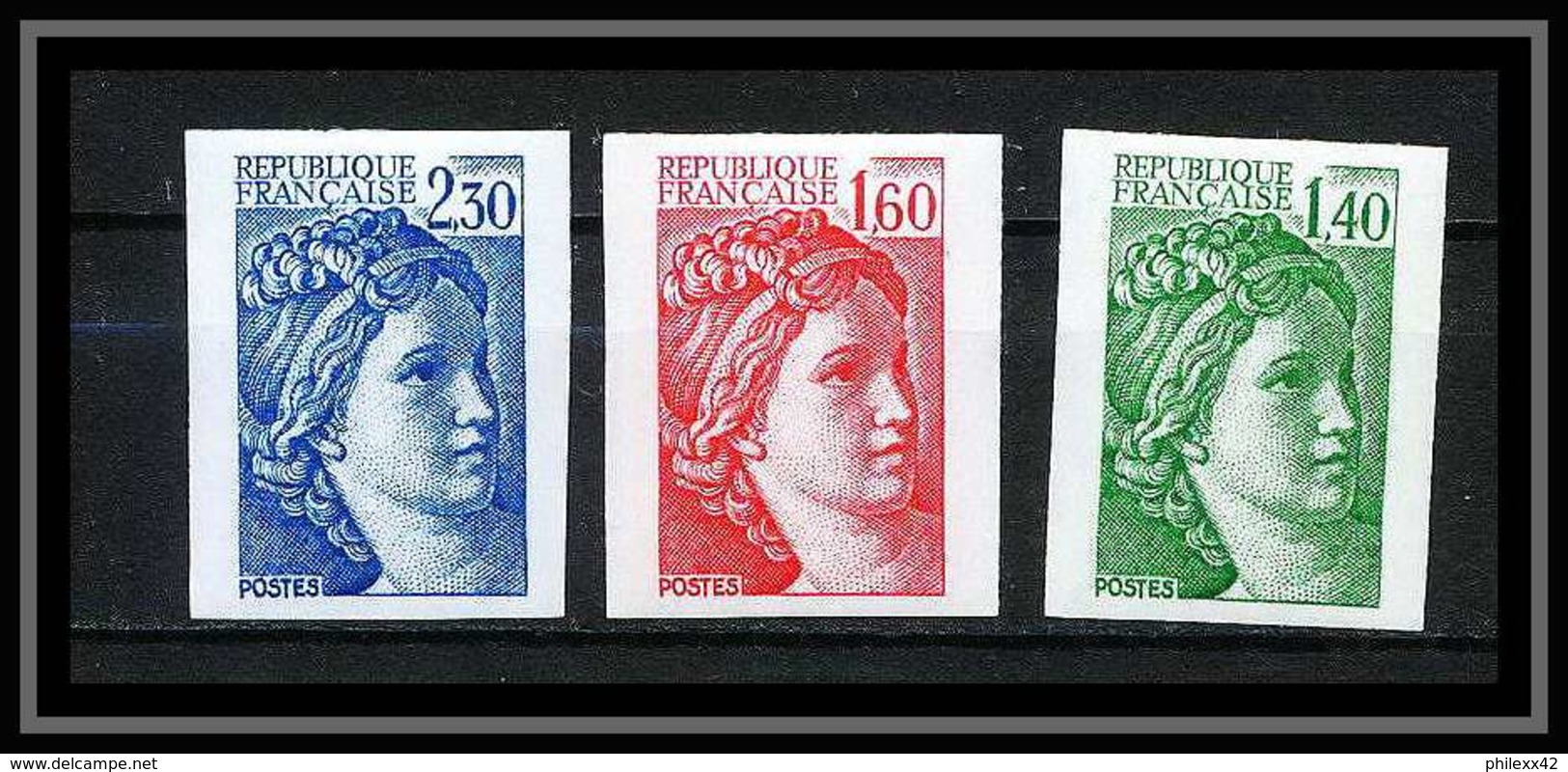 France N°2154 /2156 Type Sabine 1981 Paire Non Dentelé ** MNH (Imperforate) Non Dentelé ** MNH (Imperforate) - Sin Clasificación