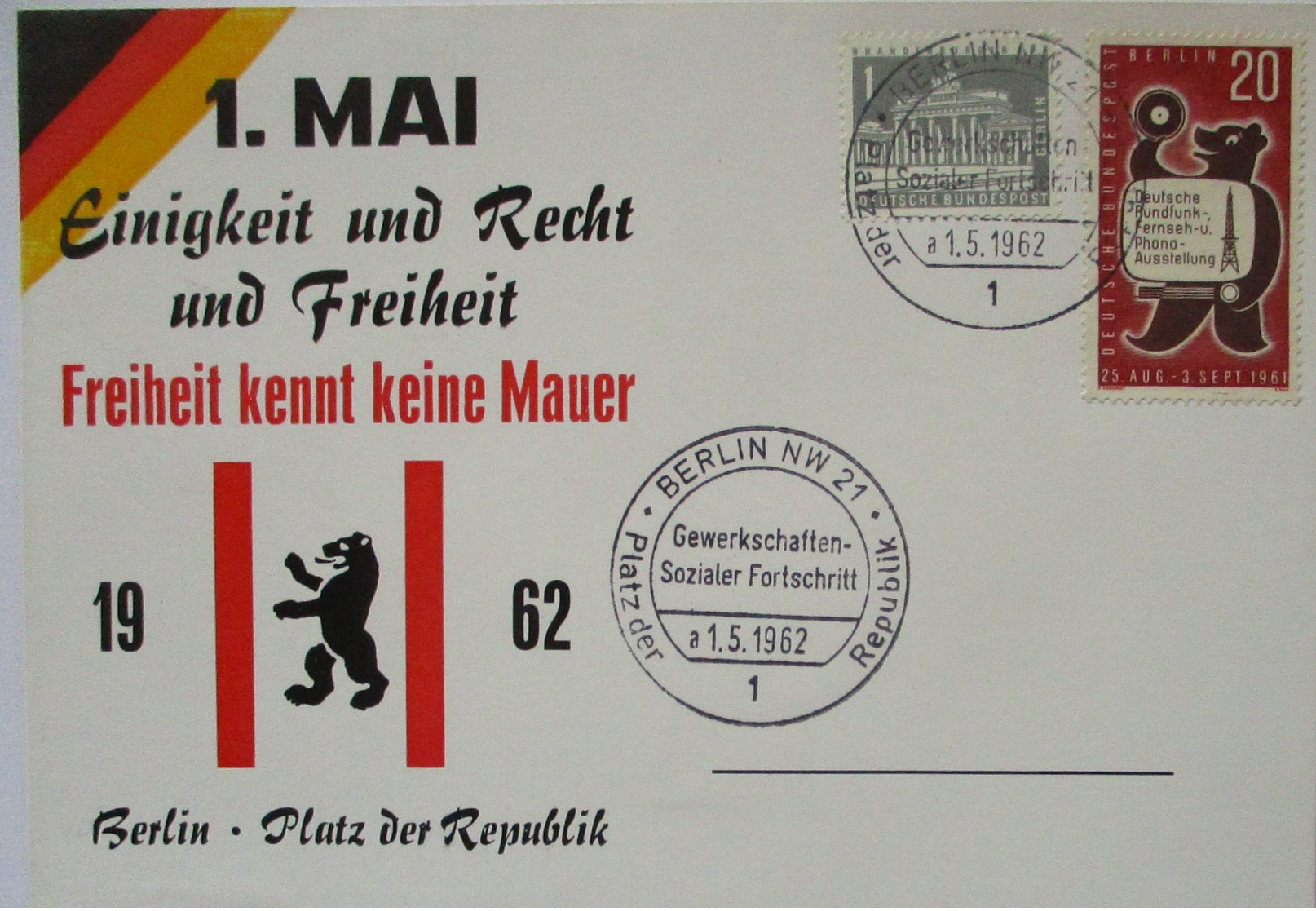 Kalter Krieg, 1. Mai, Einigkeit Recht Freiheit, Berlin 1962 (33141) - Sonstige & Ohne Zuordnung