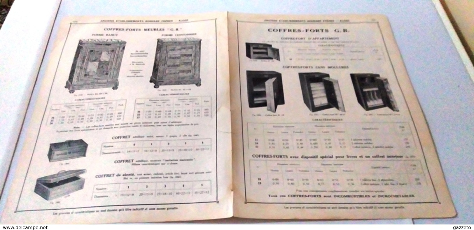 COFFRES FORTS-PUBLICITE ISSUE D'UN VIEUX CATALOGUE-ETS BERNABE FRES-ALGER-1912 - Advertising