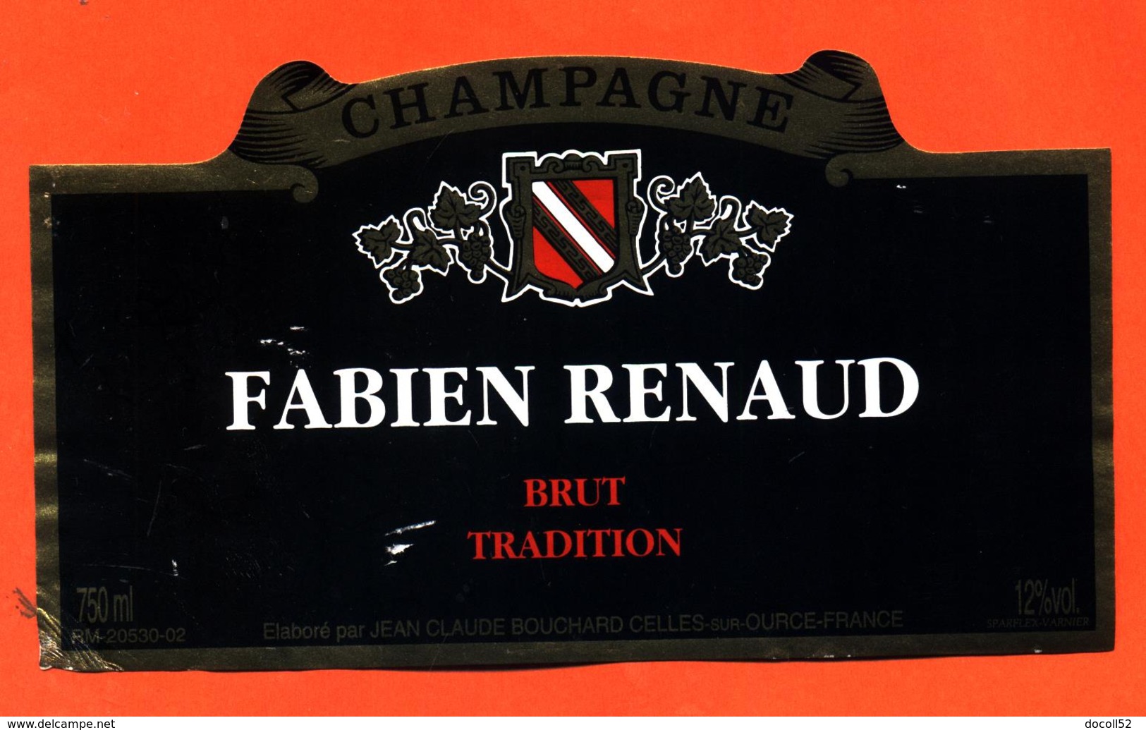 étiquette De Champagne Brut Fabien Renaud - Jean Claude Bouchard à Celles Sur Ource - 75 Cl - Champan