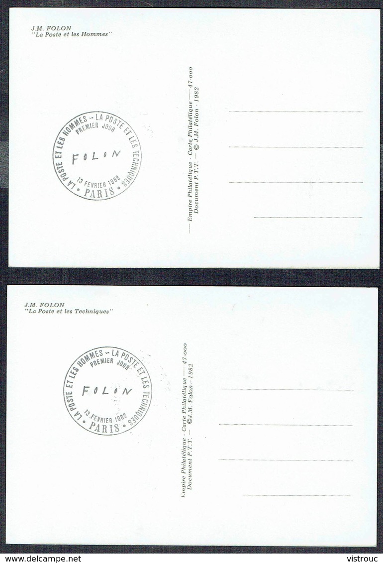 Y/T N° 2199/2200 S/ 2 CM - PHILEXFRANCE 82 - FOLON - Oblit. "PREMIER JOUR - PARIS - 13 FEVRIER 1982". - 1980-1989