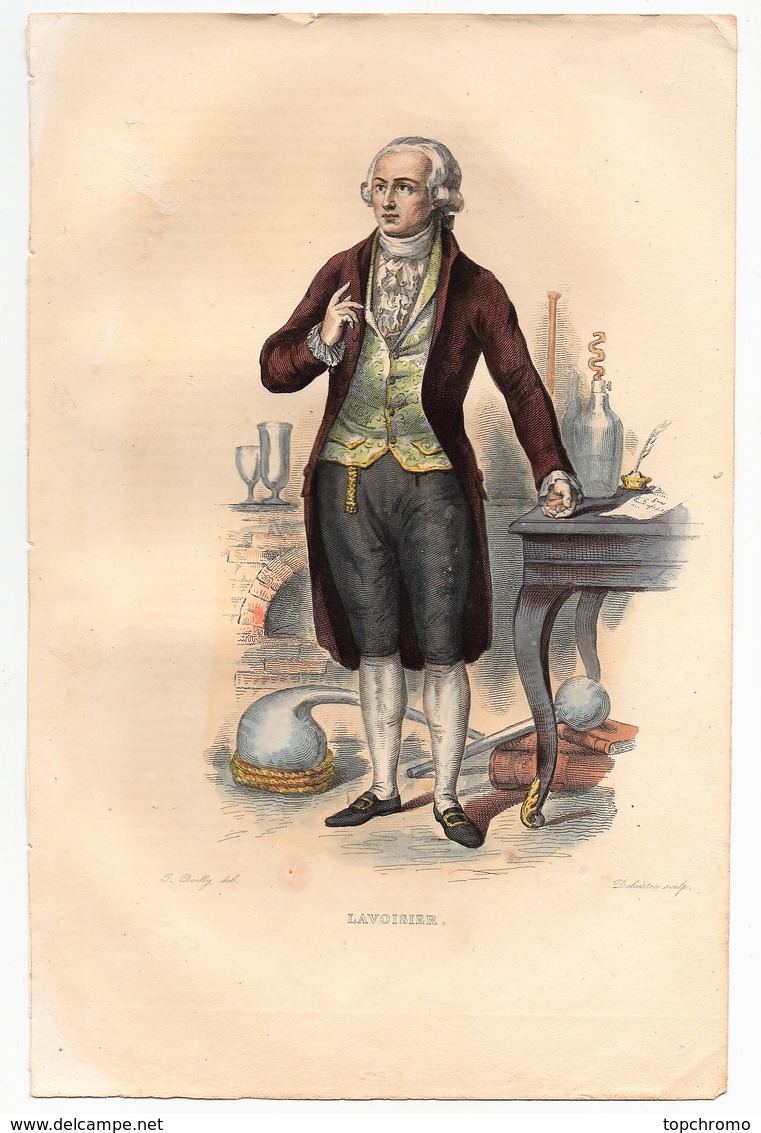 Gravure 19ème Réhaussée De Lavoisier Chimiste Philosophe Dessinée Par Boilly Gravée Par Delaistre - Prints & Engravings