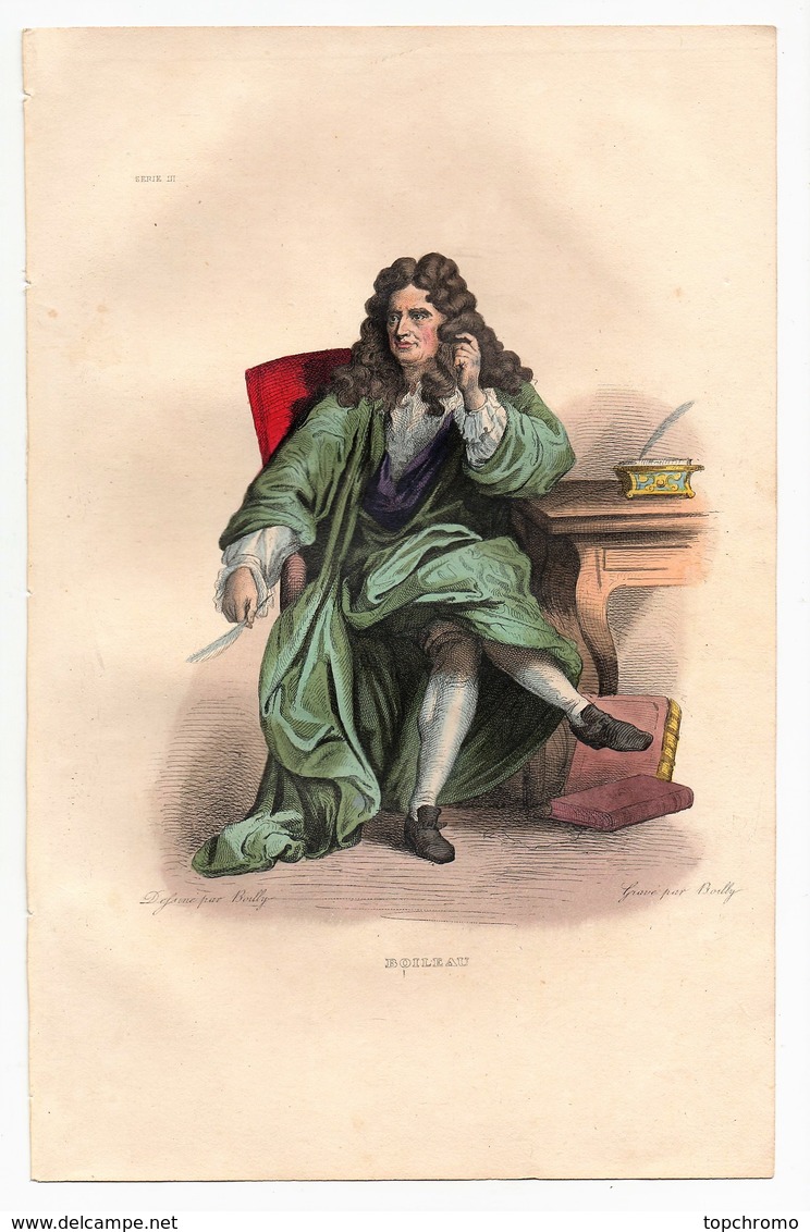 Gravure 19ème Réhaussée De Boileau Poête écrivain Dessinée Par Boilly Gravée Par Boilly - Prints & Engravings