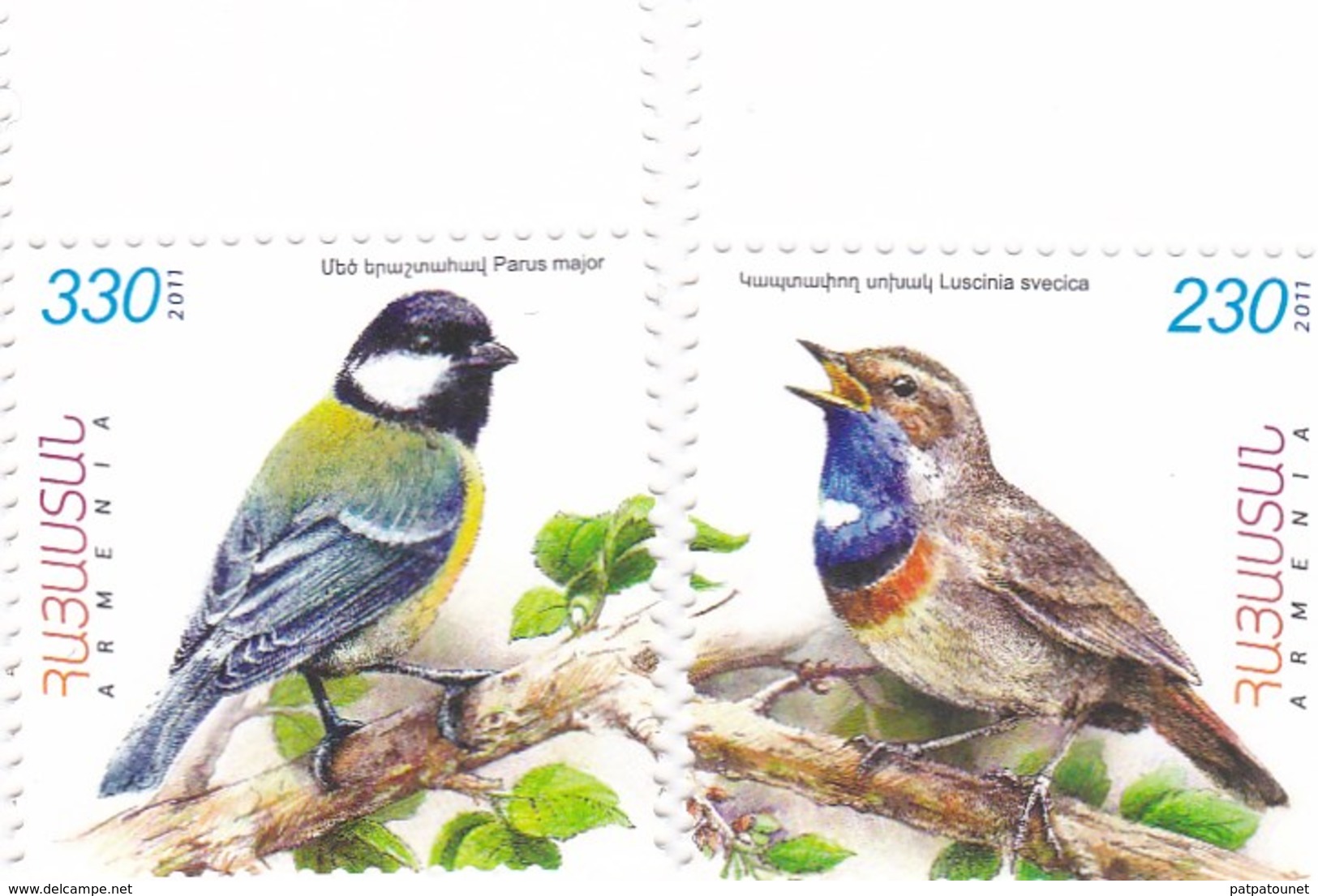 Arménie YV 663/4 MNH 2011 Mésange Gorge Bleue - Passereaux