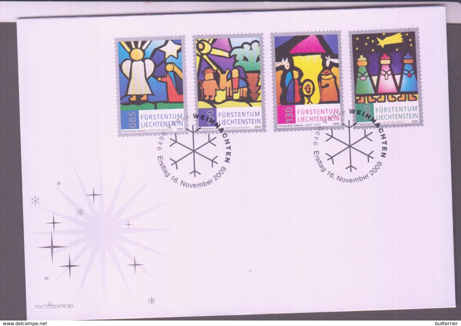 STAINED GLASS WINDOWS - LIECHTENSTEIN -2009 - WINDOWS SET OF 4ON ILLUSTRATED FDC  SG £15.50 - Glasses & Stained-Glasses