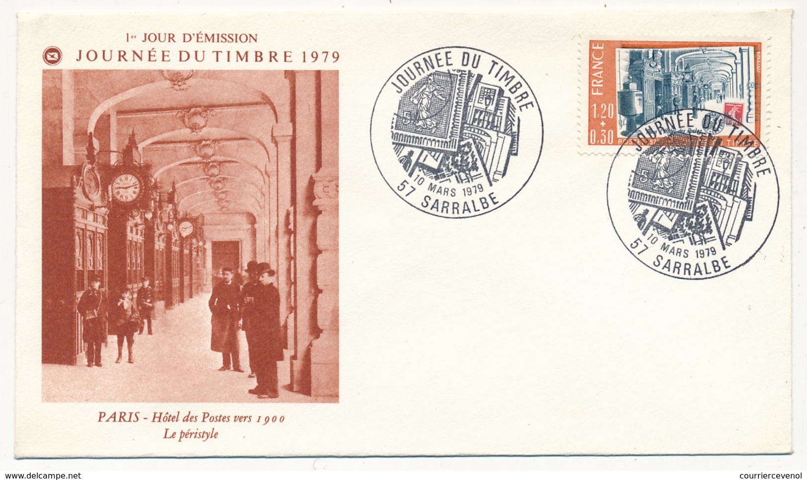 FRANCE - Enveloppe FDC - Journée Du Timbre 1979 (Hotel Des Postes Vers 1900) - 57 SARRALBE 10.3.1979 - Día Del Sello