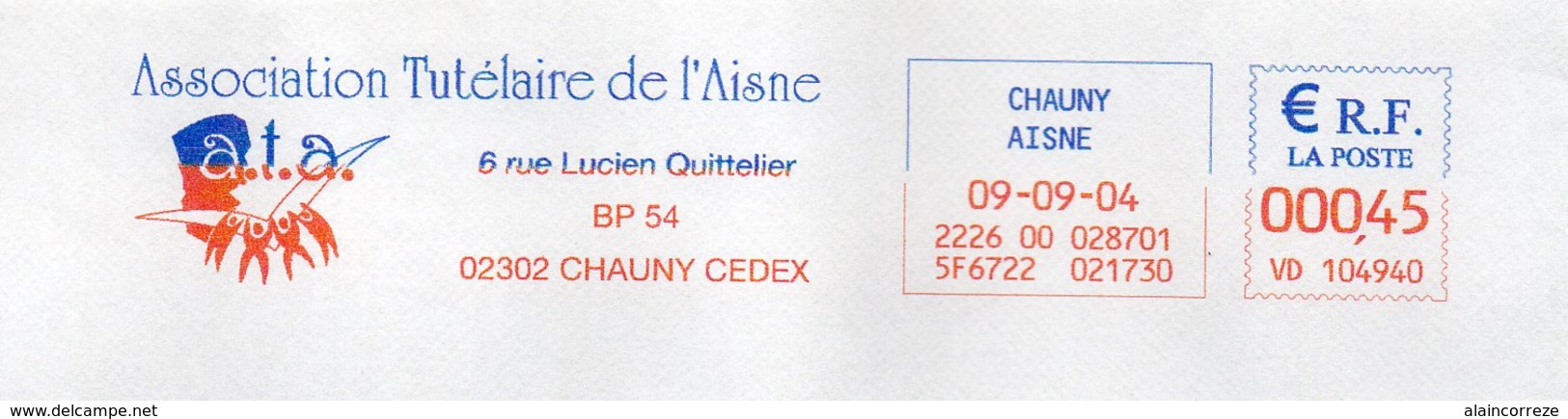 EMA BICOLORE (rouge Et Bleu) Aisne Chauny Association Tutélaire De L'Aisne - Freistempel