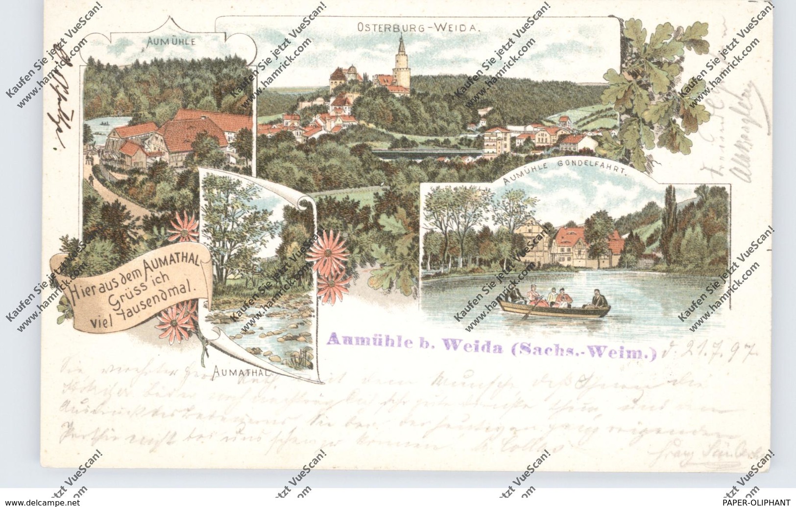 0-6518 WEIDA, Aumühle, Lithographie 1897 - Weida