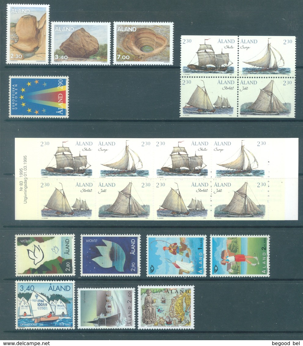 ALAND - 1995 - MNH/*** LUXE  - YEAR COMPLETE SAILBOAT EUROPA - Yv 92-106 WITH BOOKLET - Lot 20781 - Aland