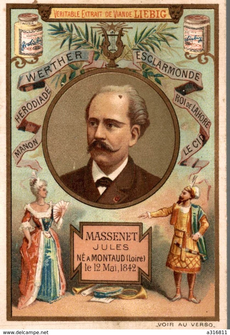 CHROMO LIEBIG..JULES MASSENET NE A MONTAUD..AU DOS RECETTE DU POTAGE AU RIZ - Liebig