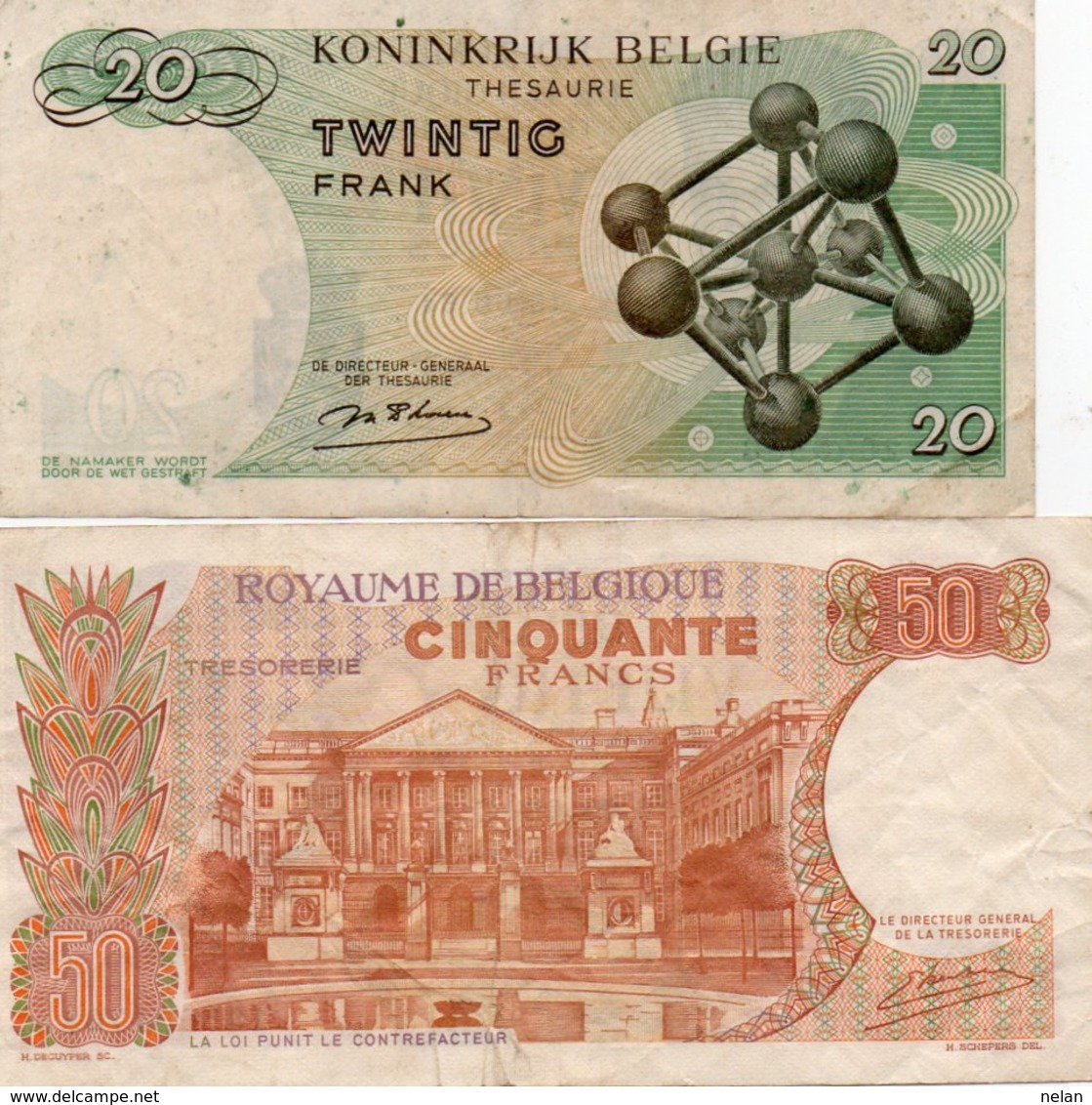 BELGIO-20,50 FRANCS-1964,66 P-138-139 VF+ - 20 Franchi