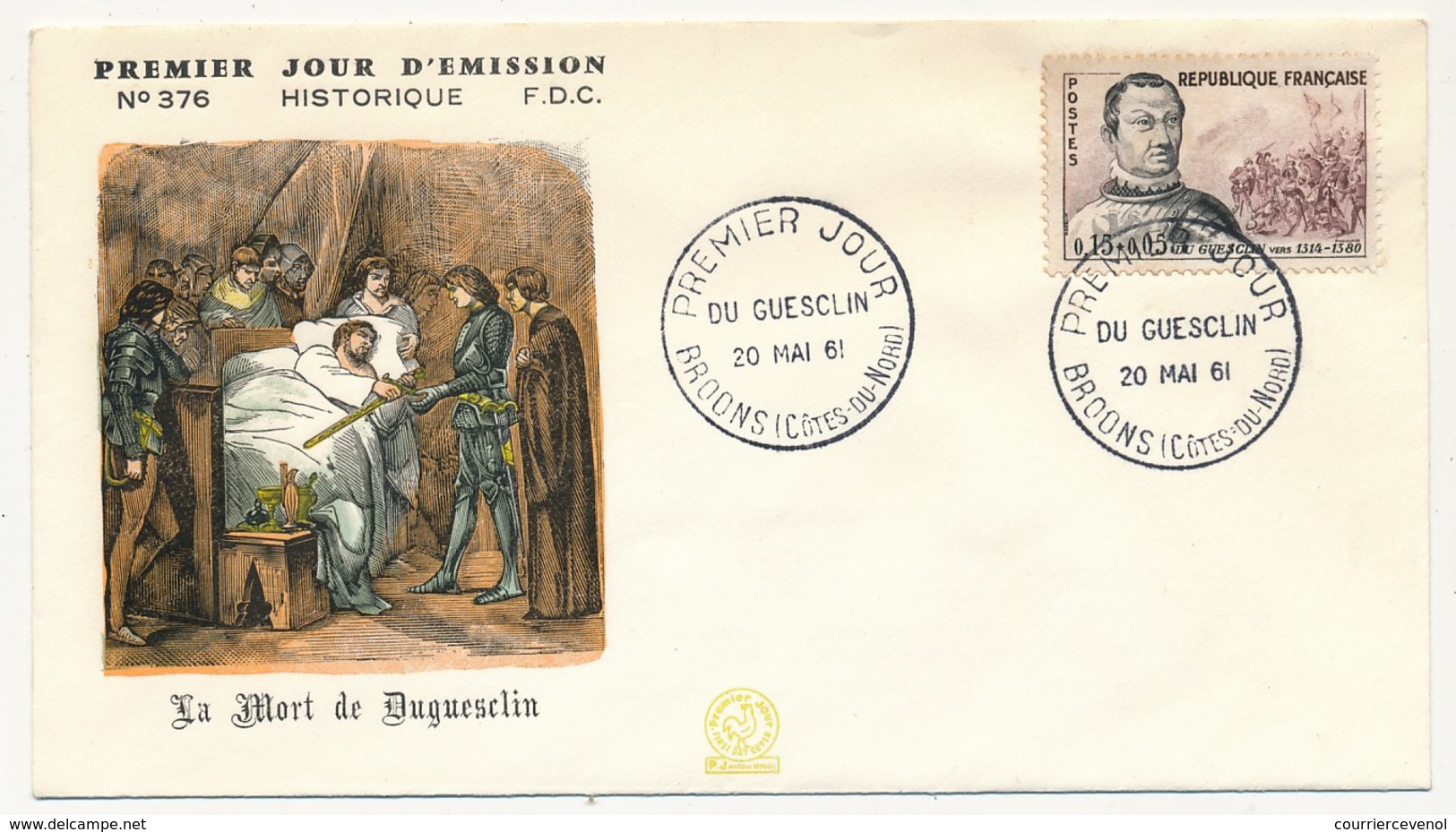 FRANCE -  6 Env. FDC - Célébrités 1961 - Pierre Puget, Drouot, Duguesclin, Coulomb, Daumier, Apollinaire - 1960-1969