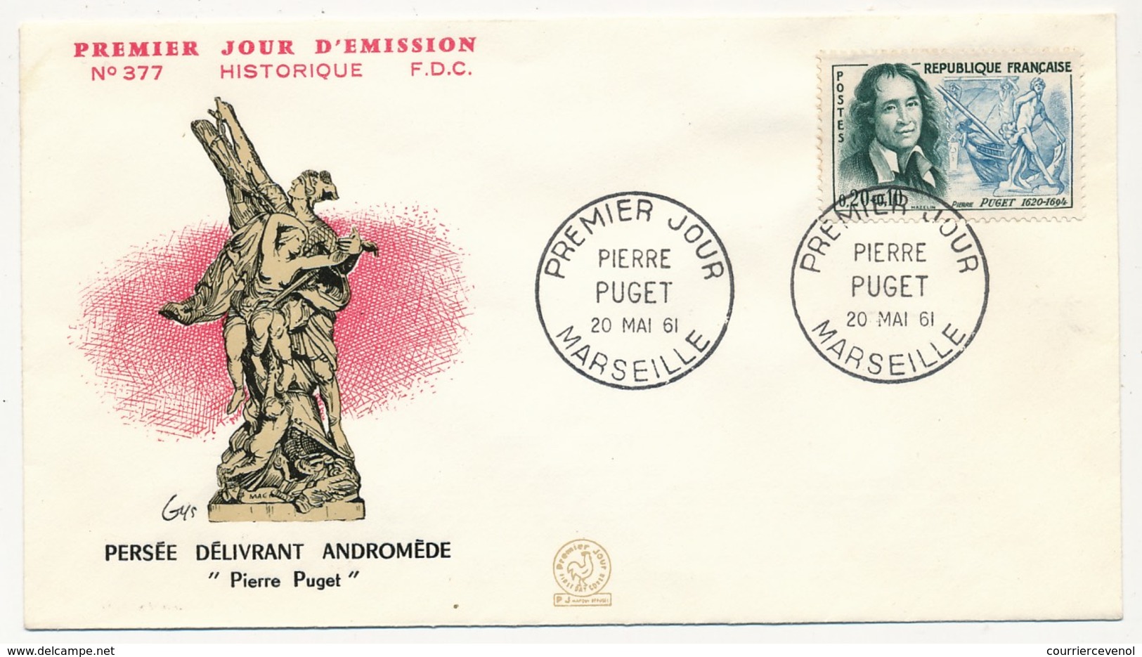 FRANCE -  6 Env. FDC - Célébrités 1961 - Pierre Puget, Drouot, Duguesclin, Coulomb, Daumier, Apollinaire - 1960-1969