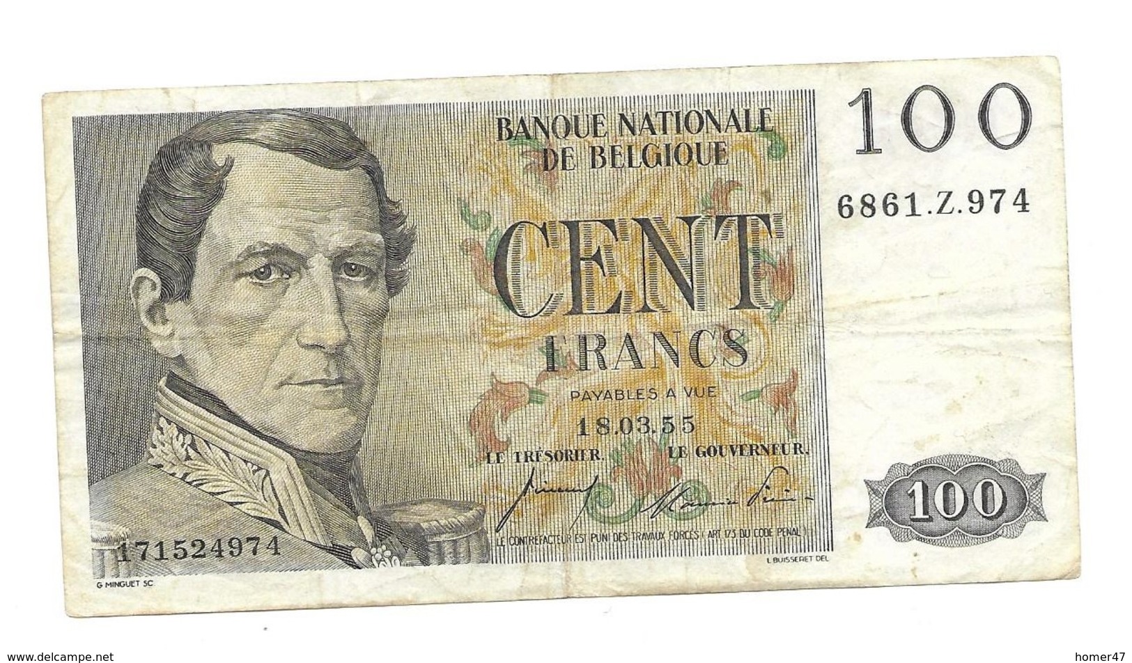 100 Fr - 18.03.55 - 100 Francs