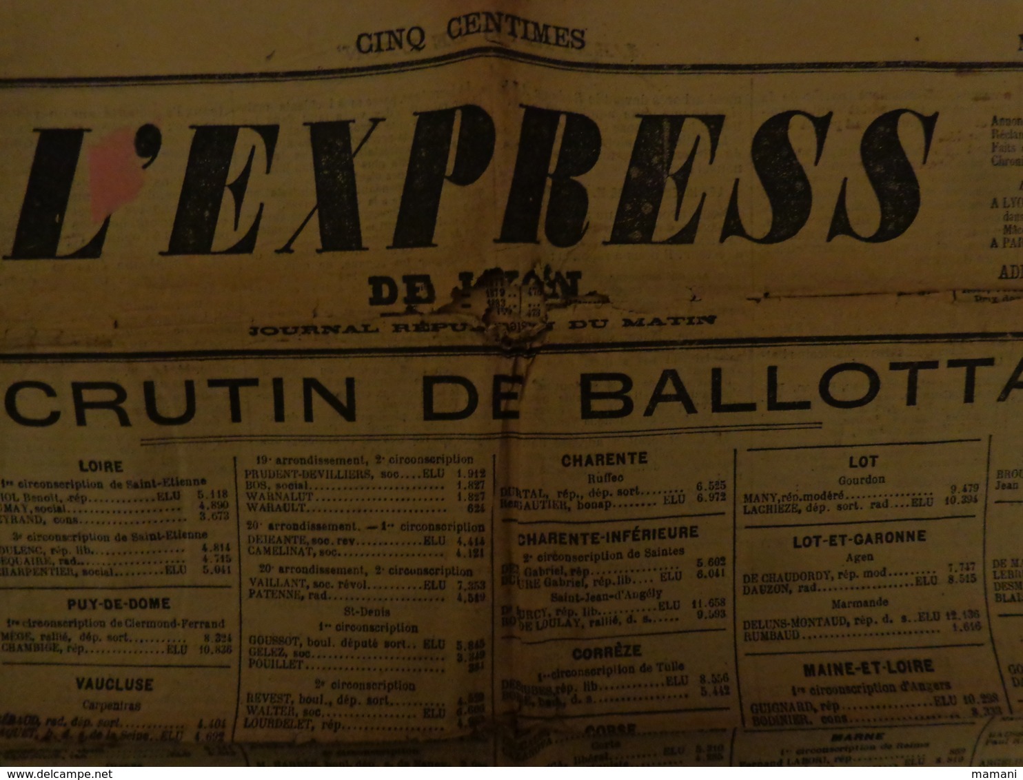 L'express De Lyon -le Srutin De Ballaotage 8 Pages  Mardi 5 Septembre 1895 ?? Sous Reserve Pub Vermorel Etc - 1850 - 1899