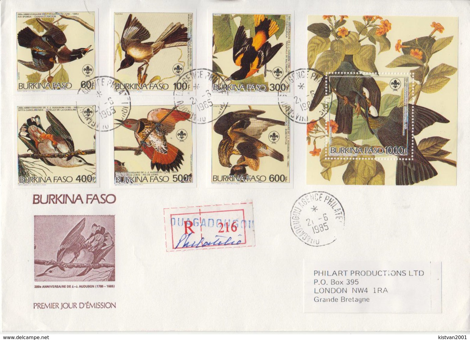 Burkina Faso Audubon Perforated And Imperforated Sets And SSs And 6 Deluxe SSs On 4 Used R Covers, Very Rare!!! - Sonstige & Ohne Zuordnung