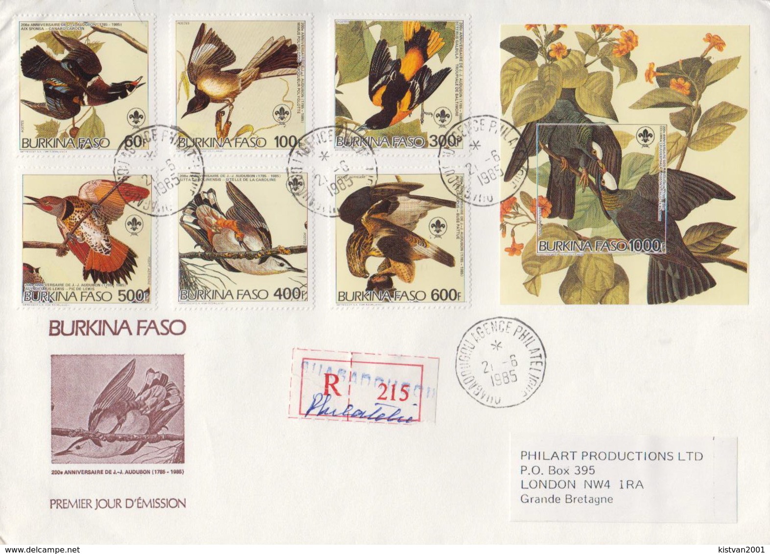 Burkina Faso Audubon Perforated And Imperforated Sets And SSs And 6 Deluxe SSs On 4 Used R Covers, Very Rare!!! - Sonstige & Ohne Zuordnung