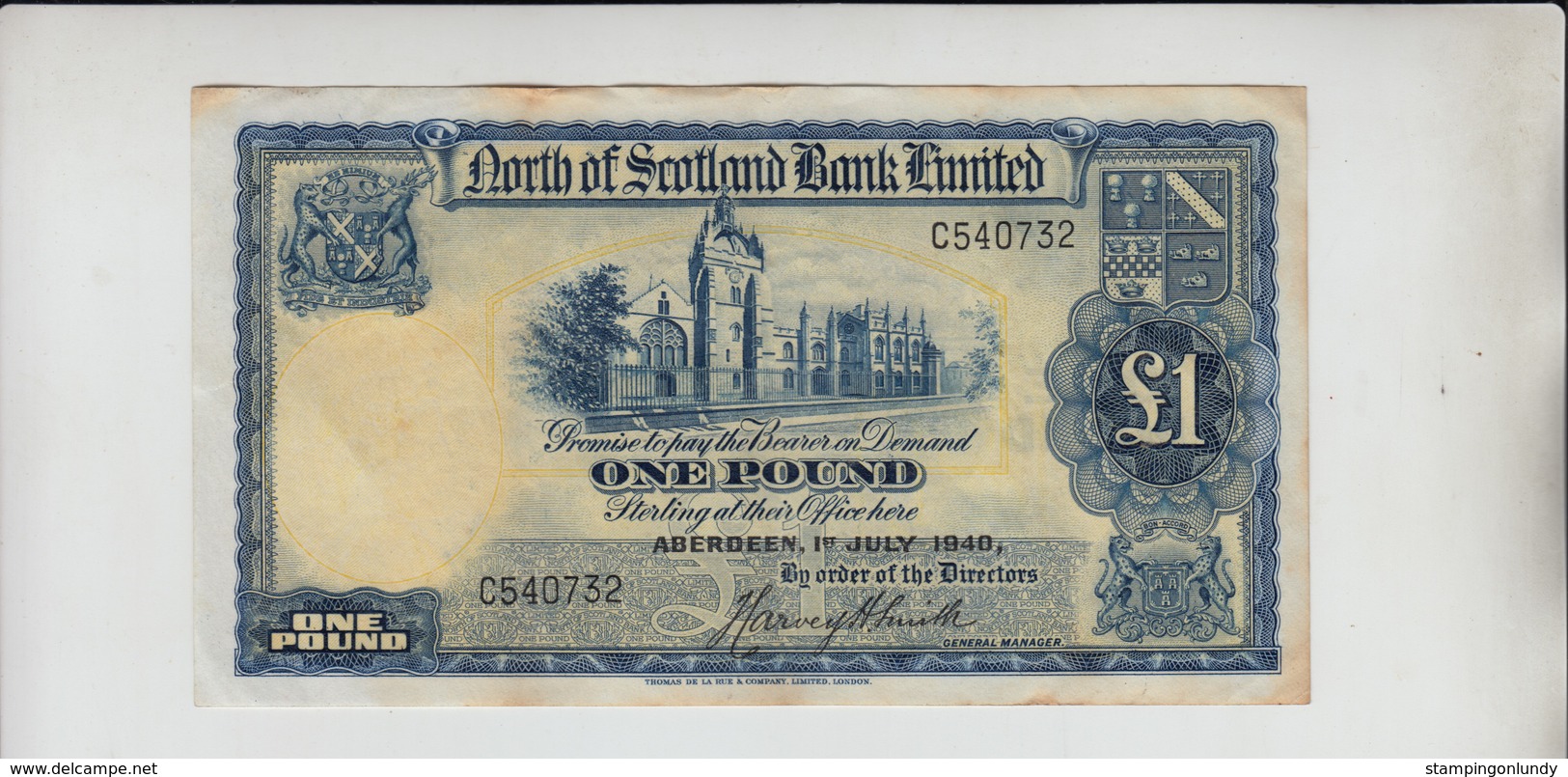 AB167 North Of Scotland Bank Ltd £1 Note 1 July 1940 #C540732 FREE UK P+P - 1 Pound