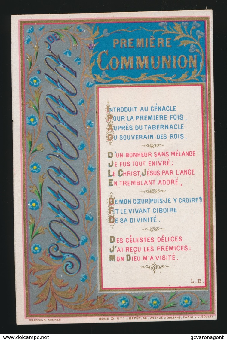 SOUVENIR D/M PREMIERE COMMUNION ET DE MA CONFIRMATION GENT 1884 COLLEGE Ste BARBE - V.VAN DAMME - Images Religieuses